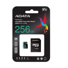 MEMORIA MICRO SD 256GB CLASE 10 ADATA COMPATIBLE CON DRONES Y NINTENDO AUSDX256GUI3V30SA2-RA1